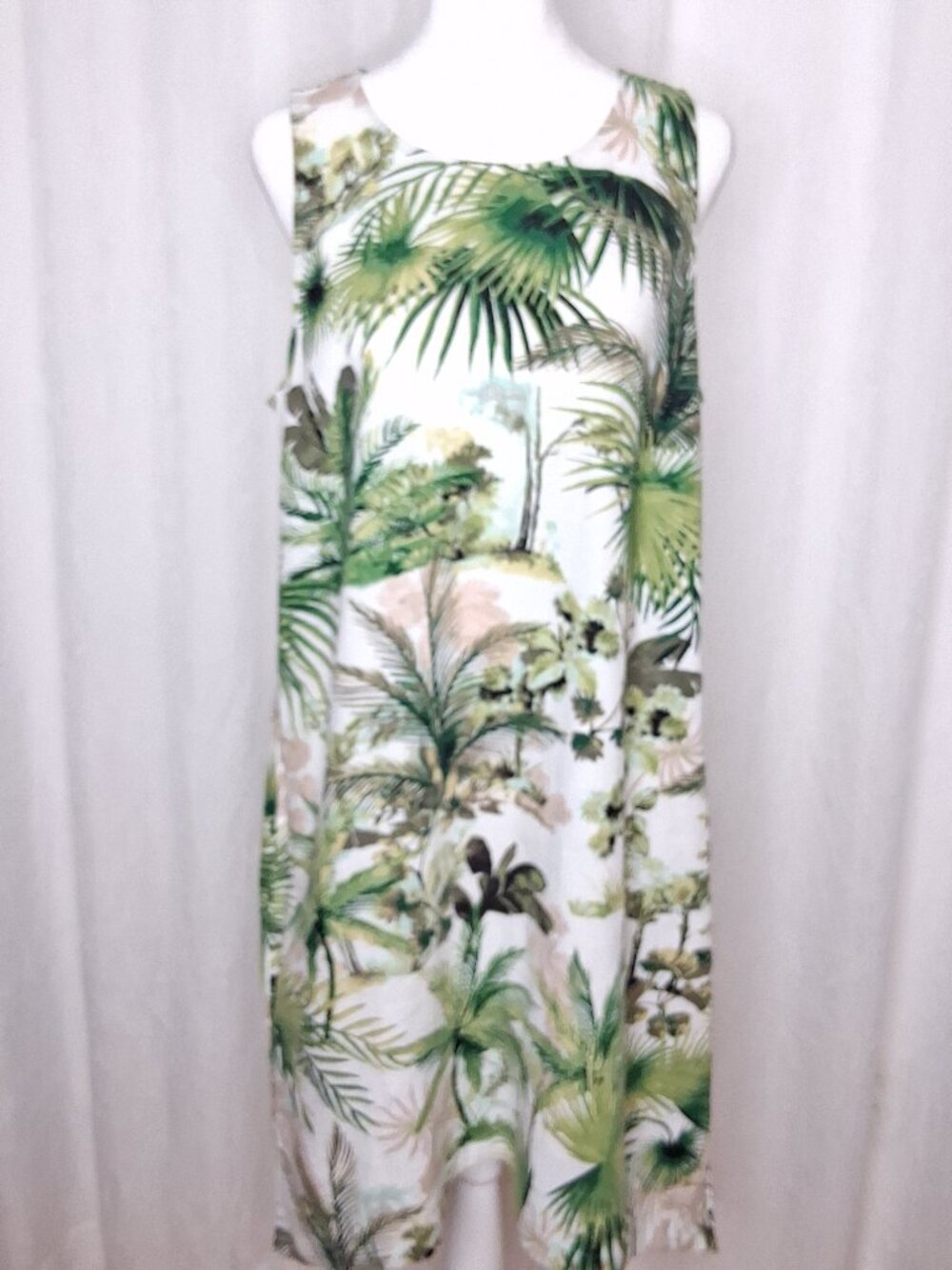 Tommy Bahama Forte Dei Tommy Shift Dress Linen Blend Palm Print - Picture 2 of 13